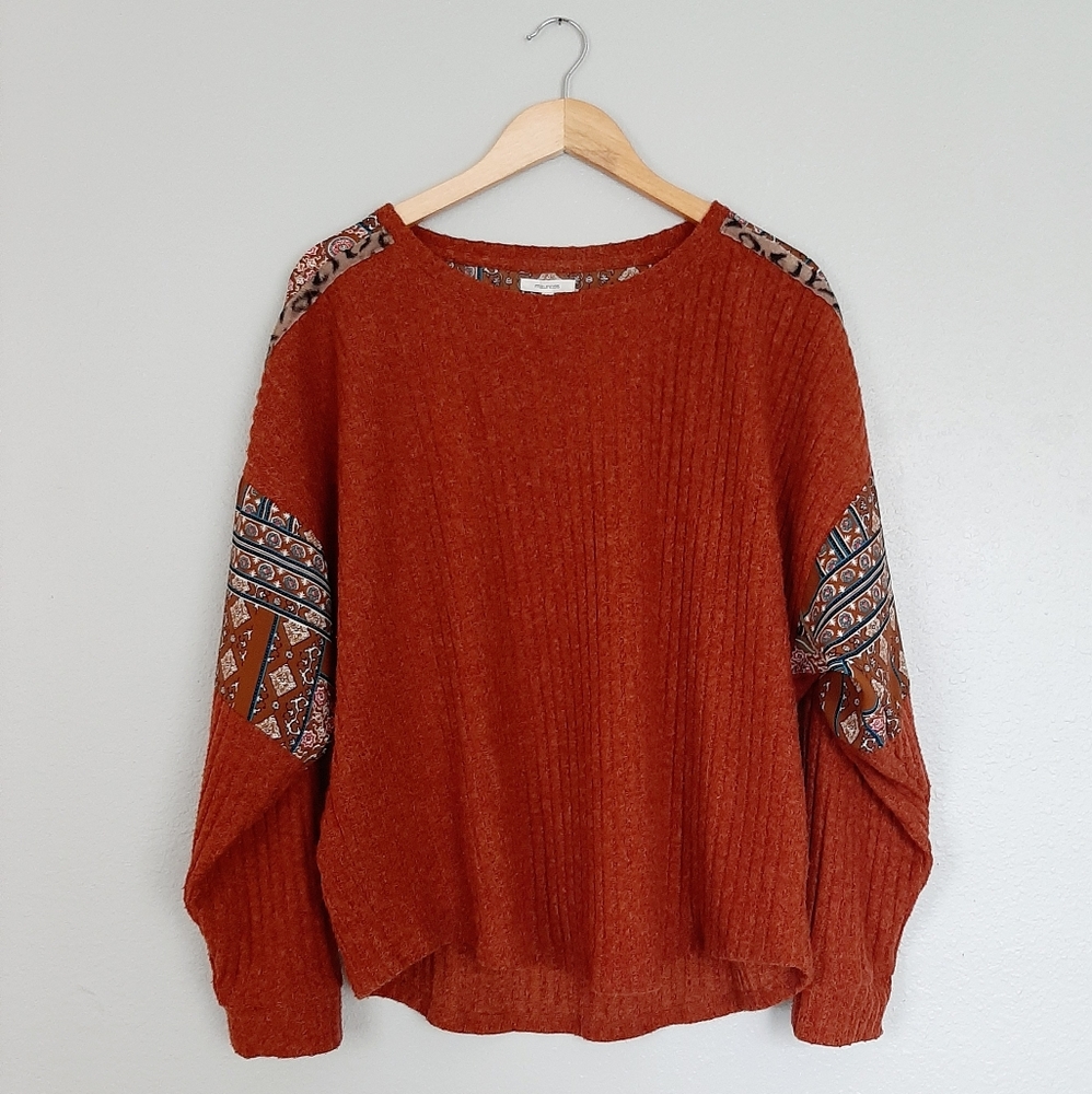 Maurices | Burnt Orange Fuzzy Ribbed Pullover